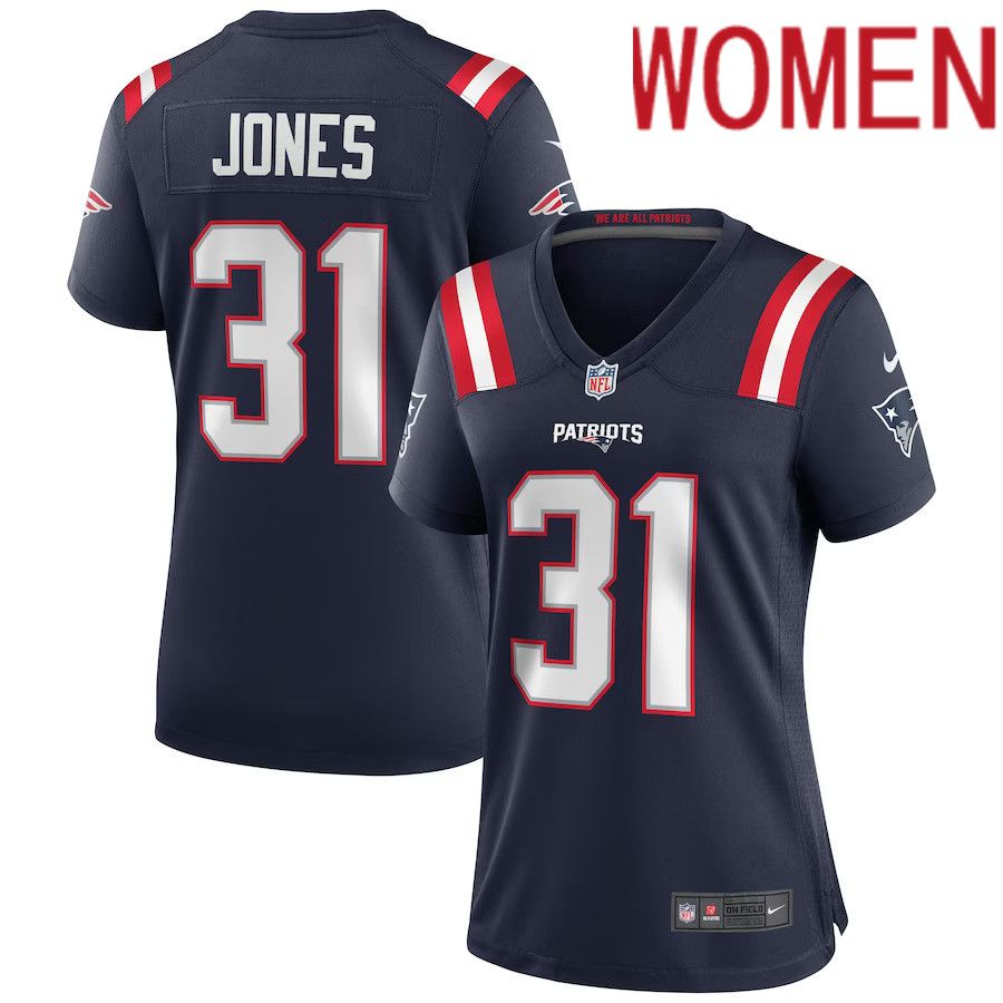 Women New England Patriots 31 Jonathan Jones Nike Navy Game NFL Jersey